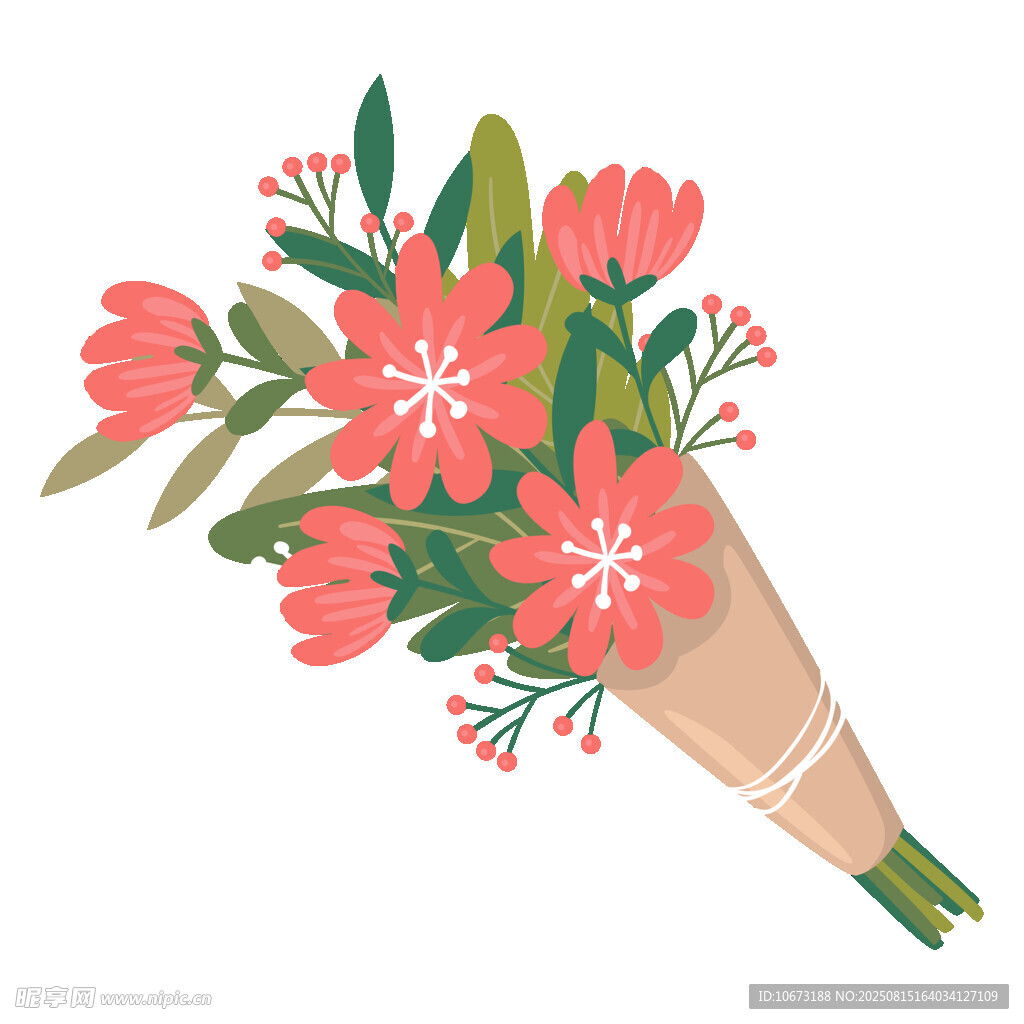 手绘粉色花束插画