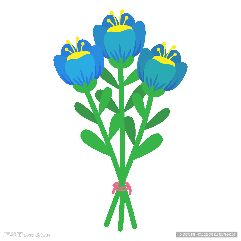 蓝色花朵插画清新花束
