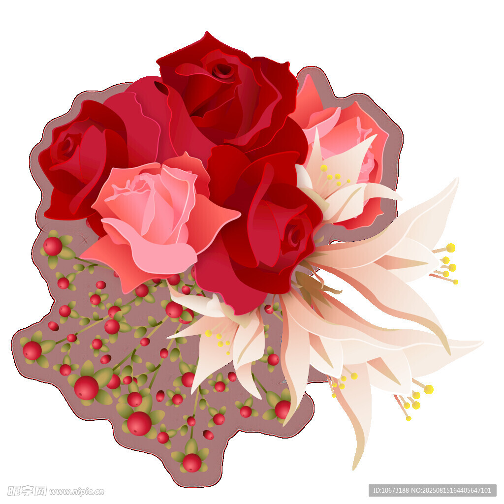 多彩花卉组合插画