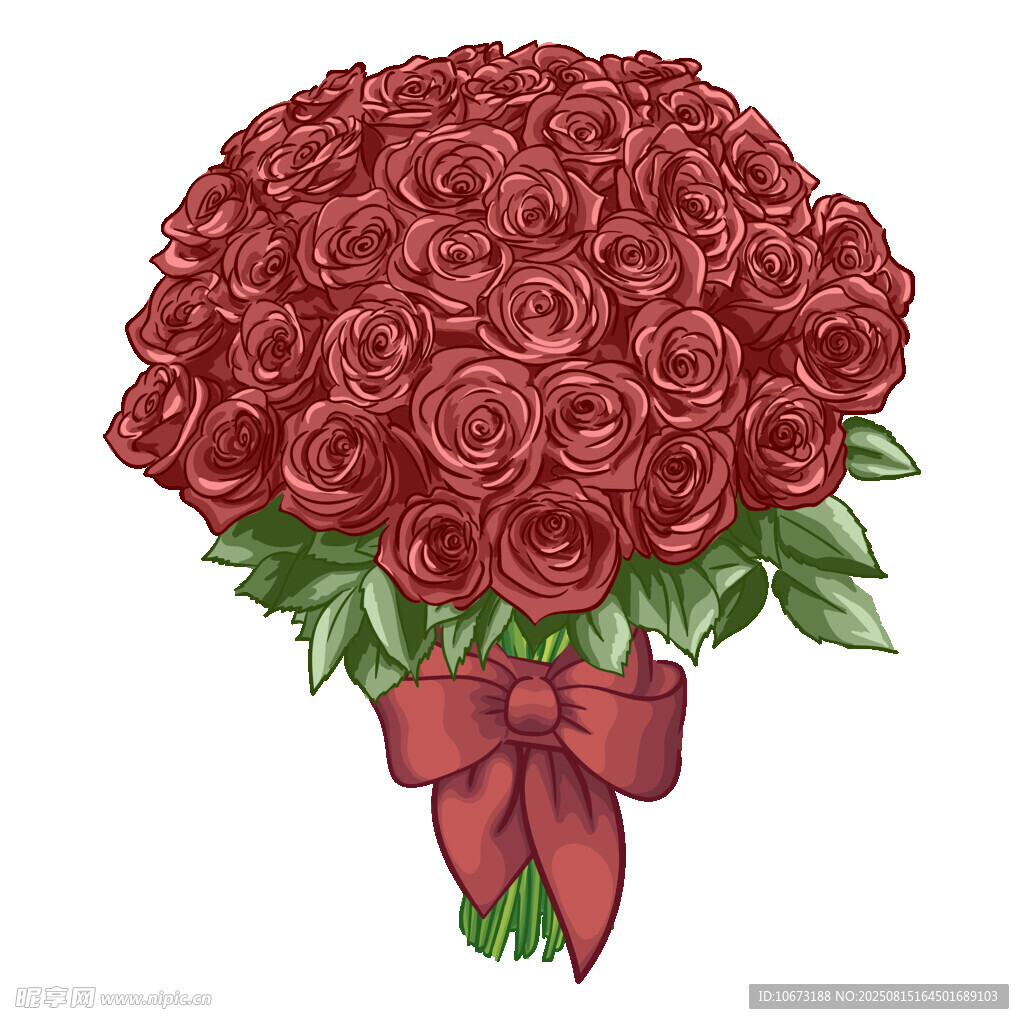 红玫瑰花束插画