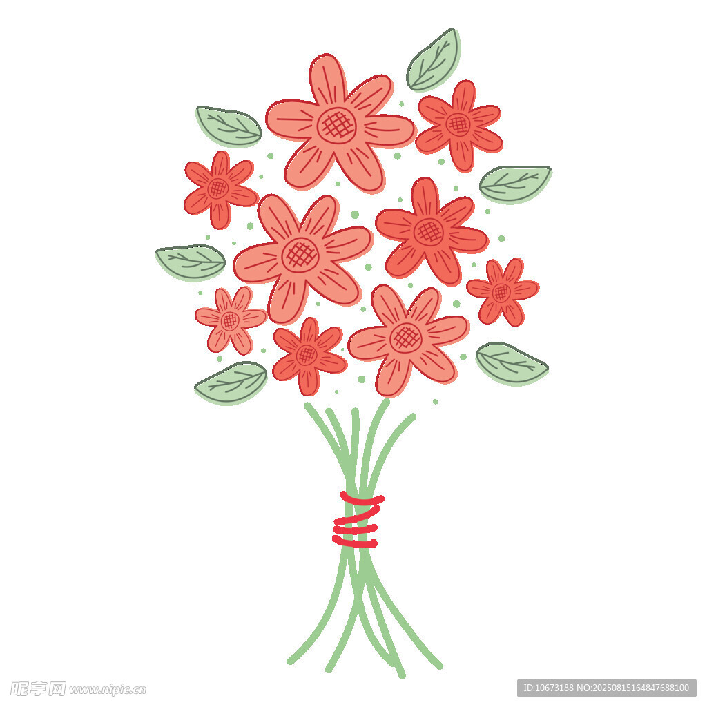 手绘红色花束插画