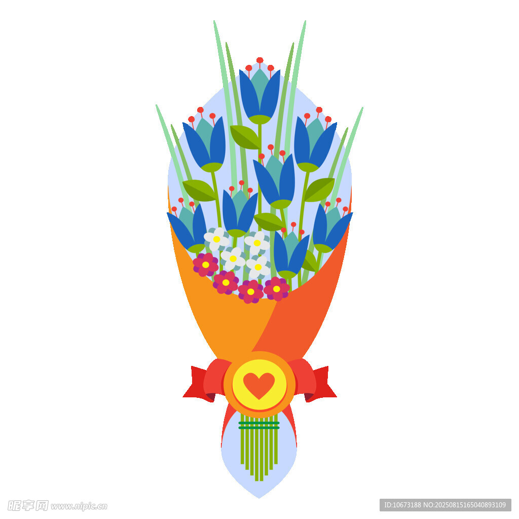 多彩郁金香花束插画