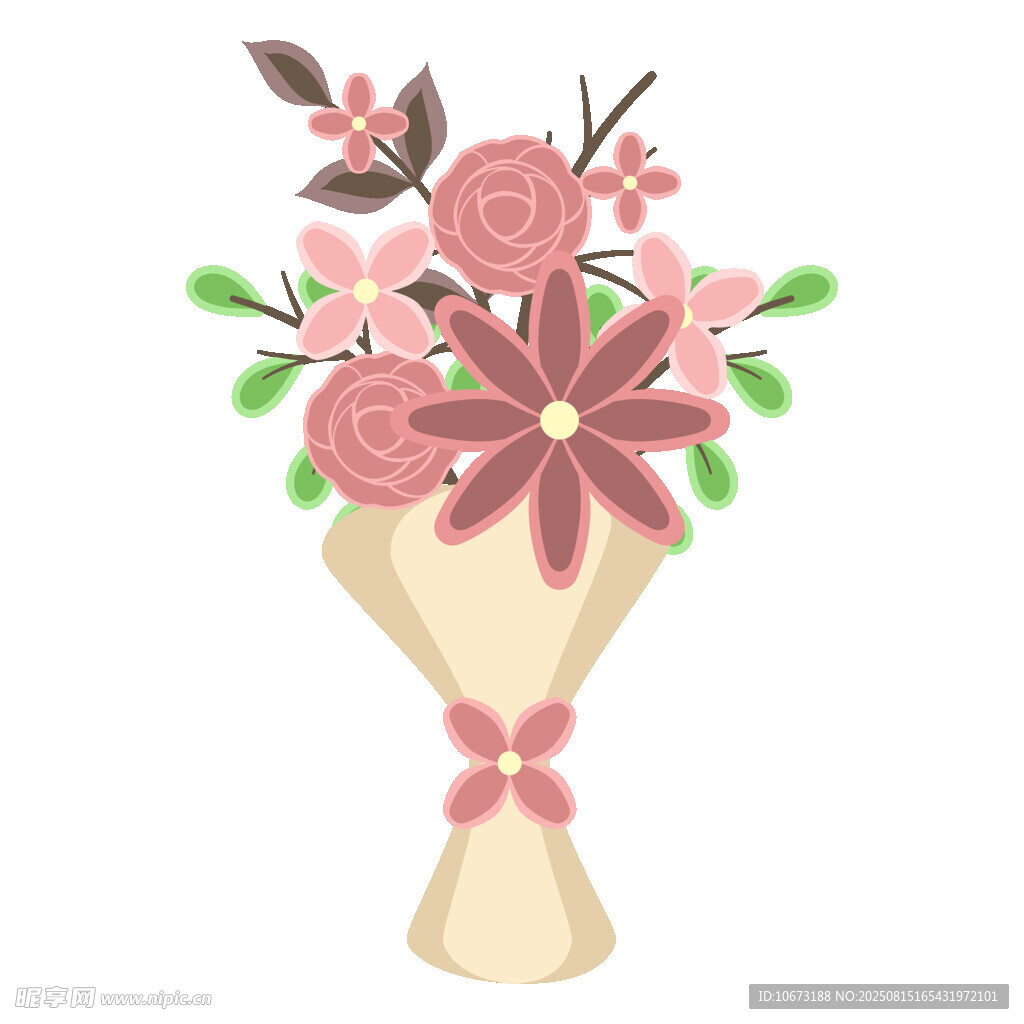 手绘粉色花束插画