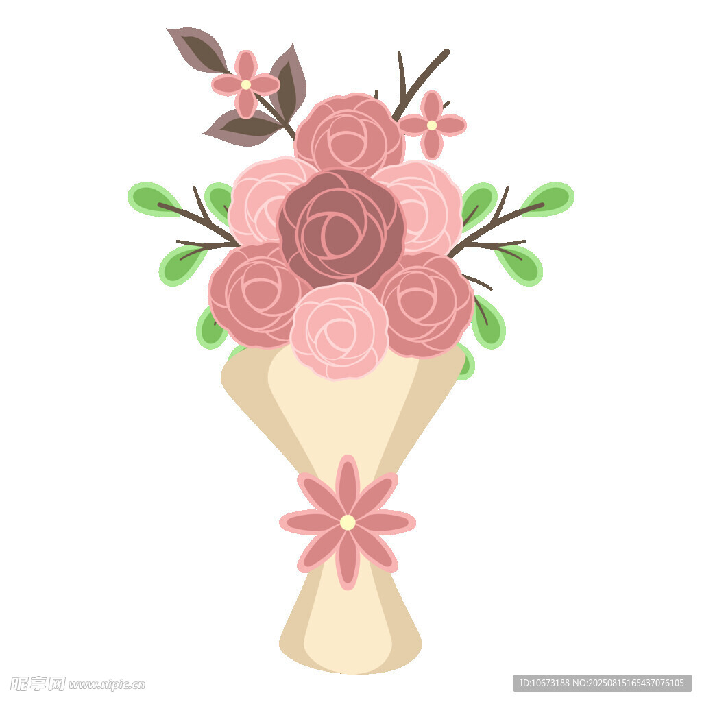 手绘粉色花束插画