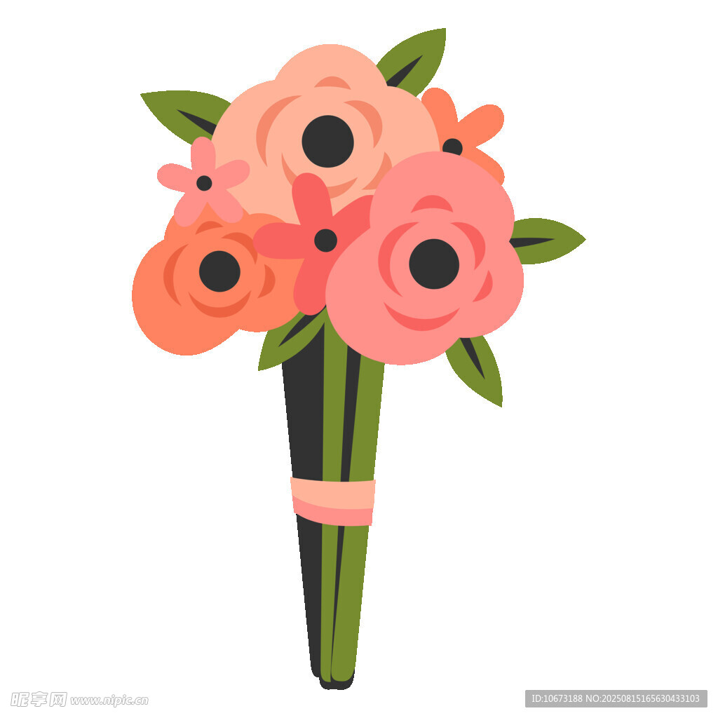 粉色花朵花束插画