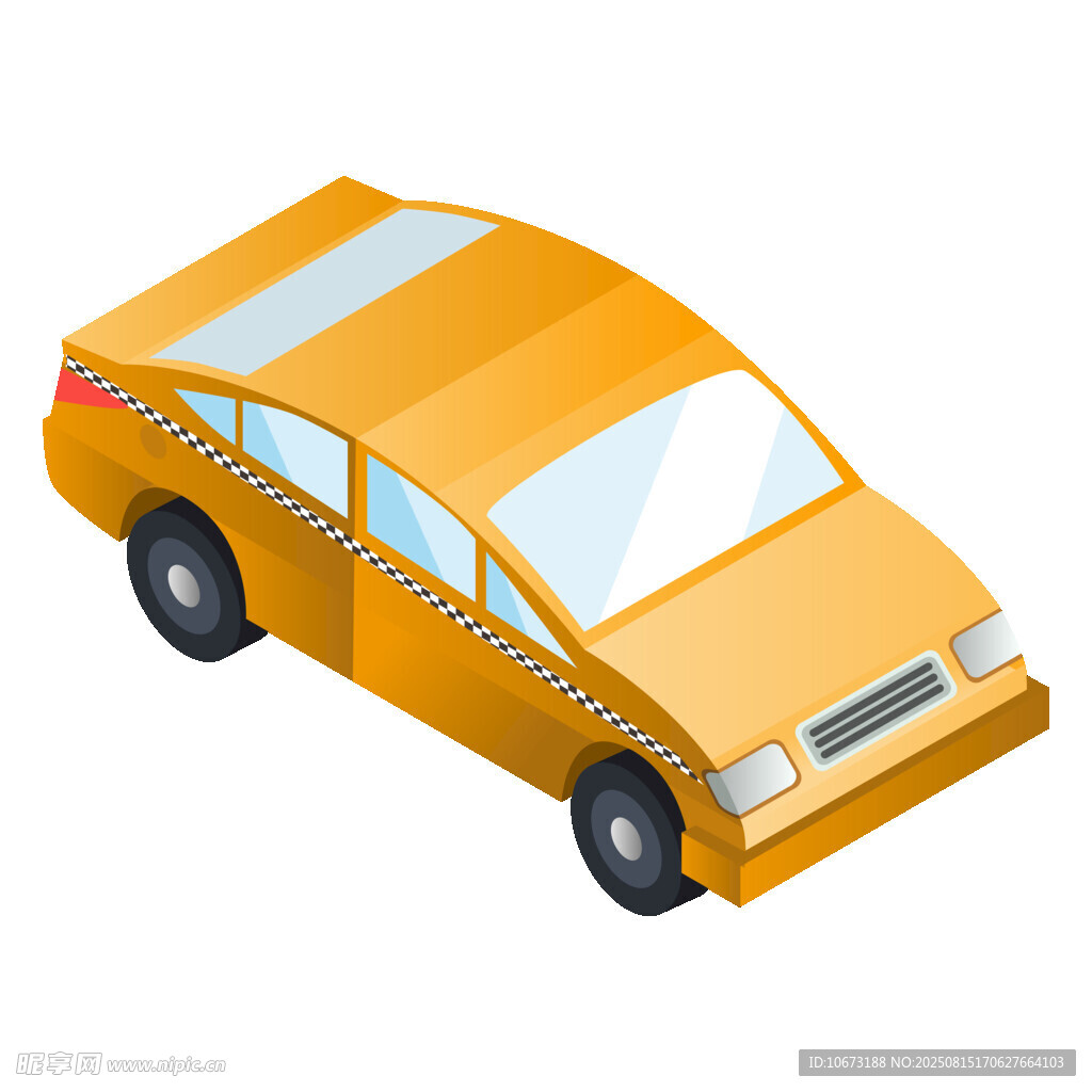 黄色出租车3D图标