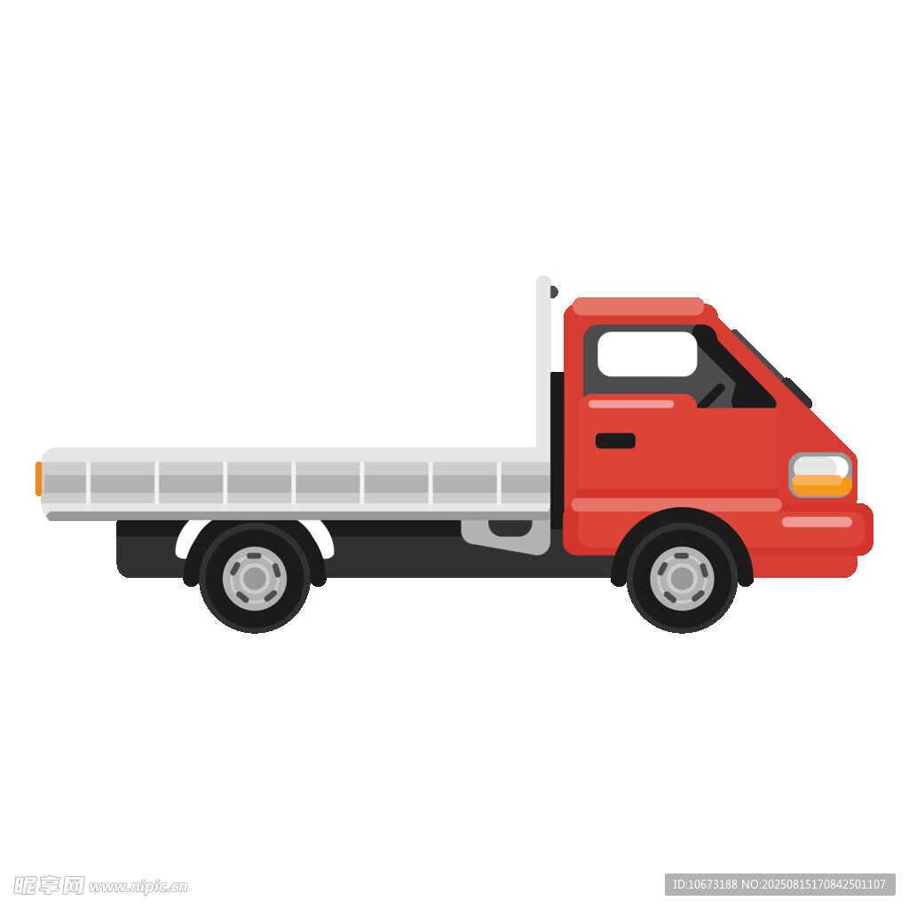 红色平板载货卡车