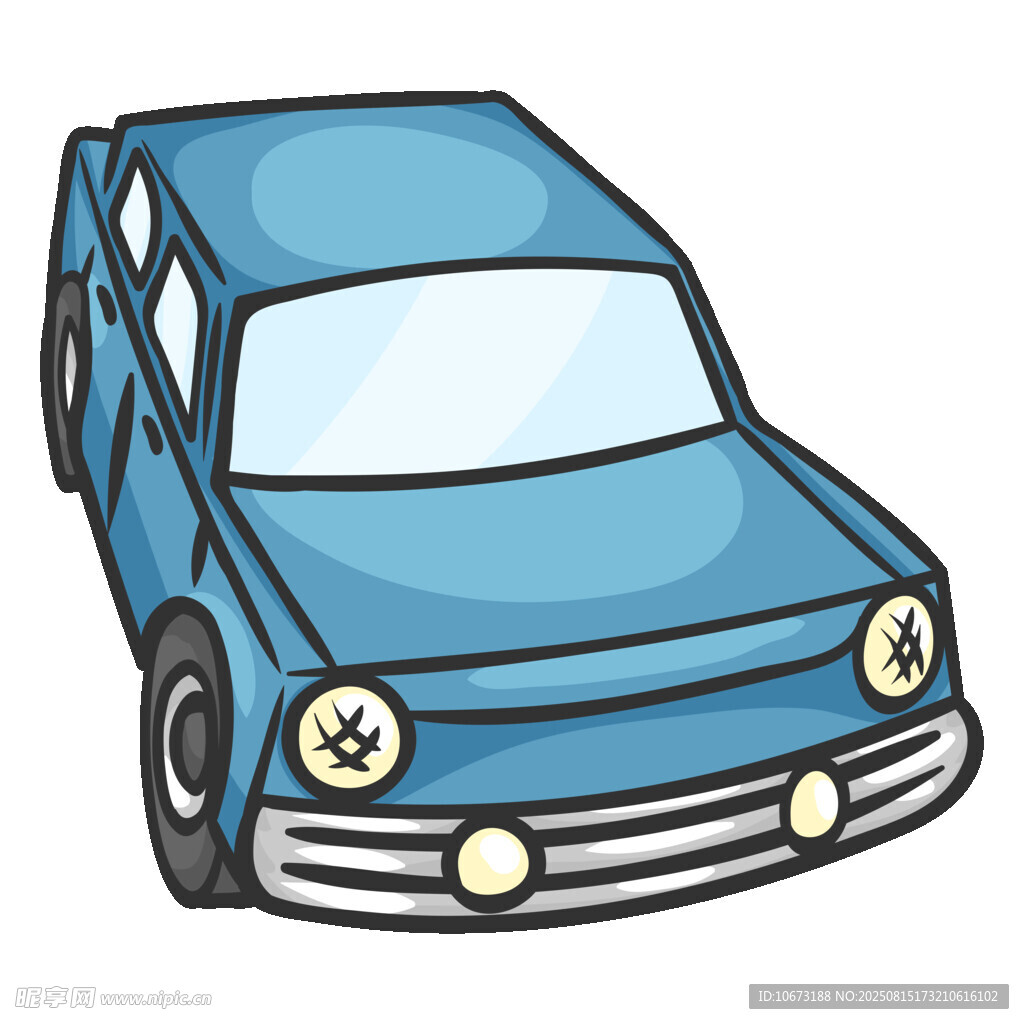 蓝色卡通小轿车