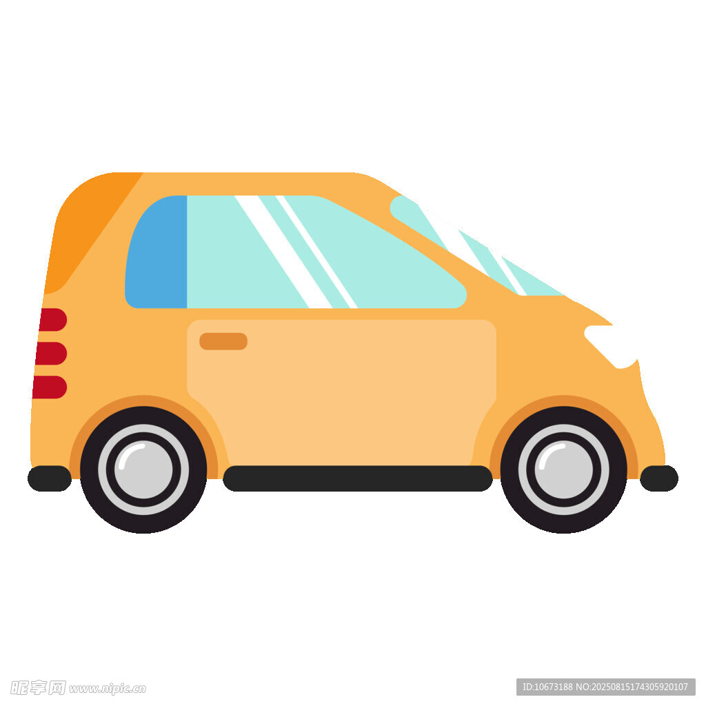 橙色卡通小轿车