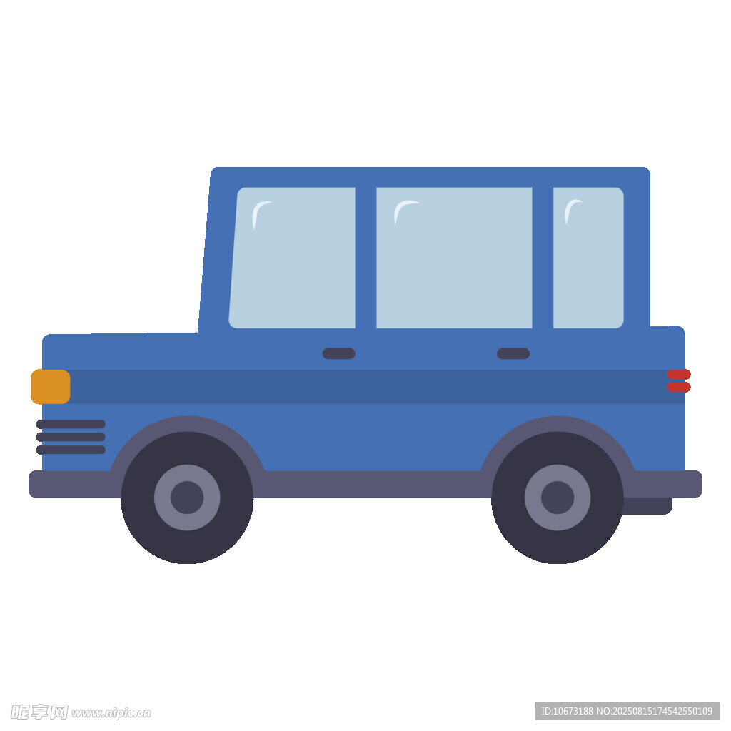 蓝色卡通面包车
