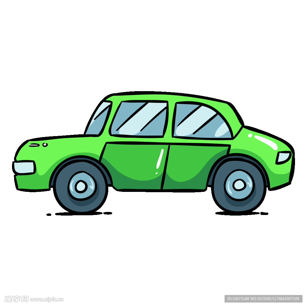 绿色卡通小轿车