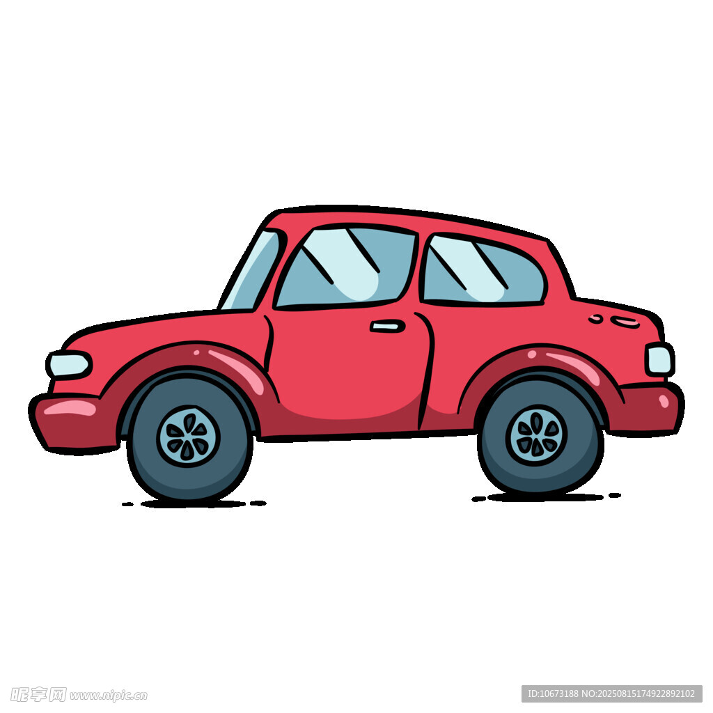 红色卡通轿车