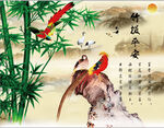 竹间双鸟图