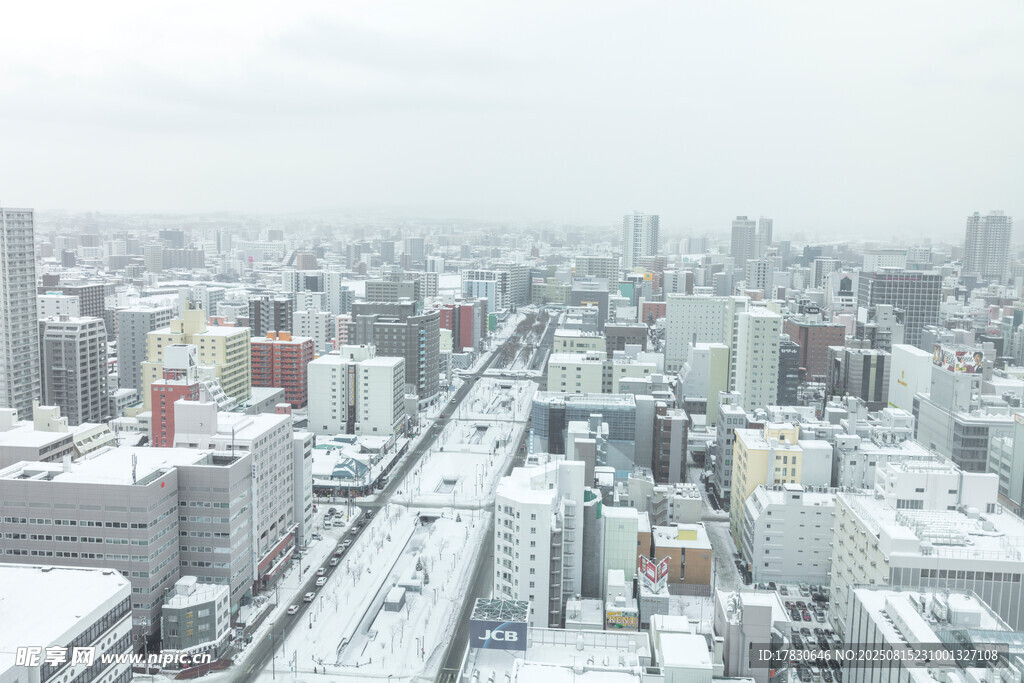 雪后城市俯瞰景象