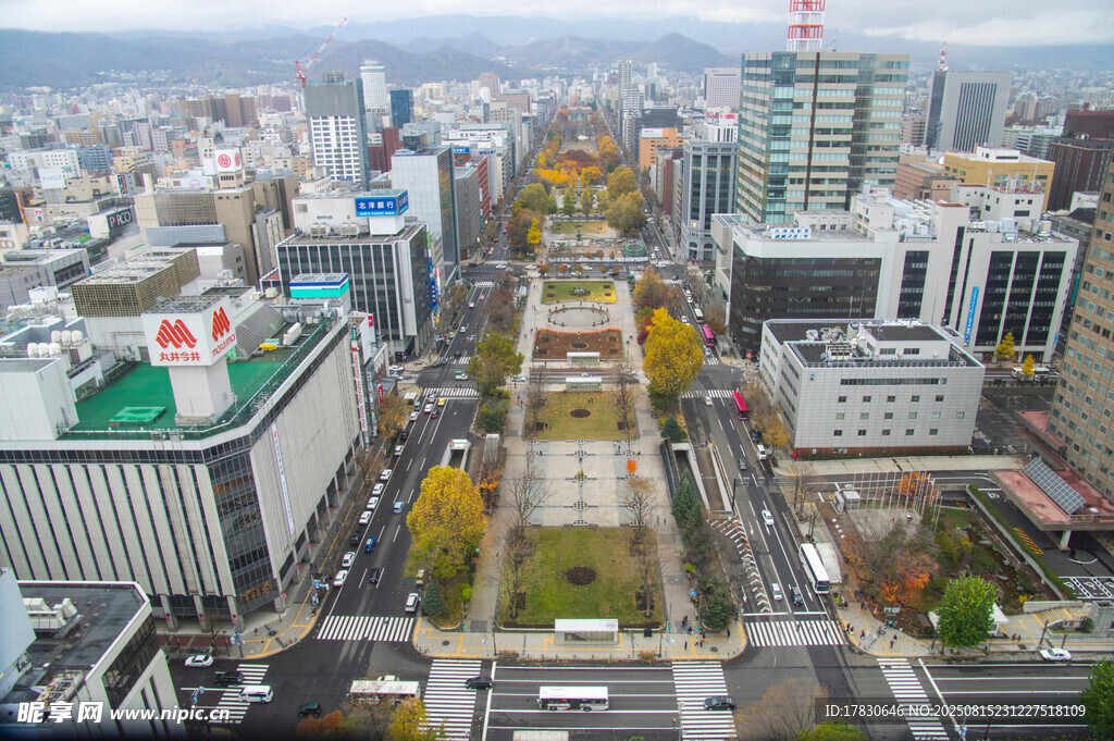 俯瞰城市繁华街道景象