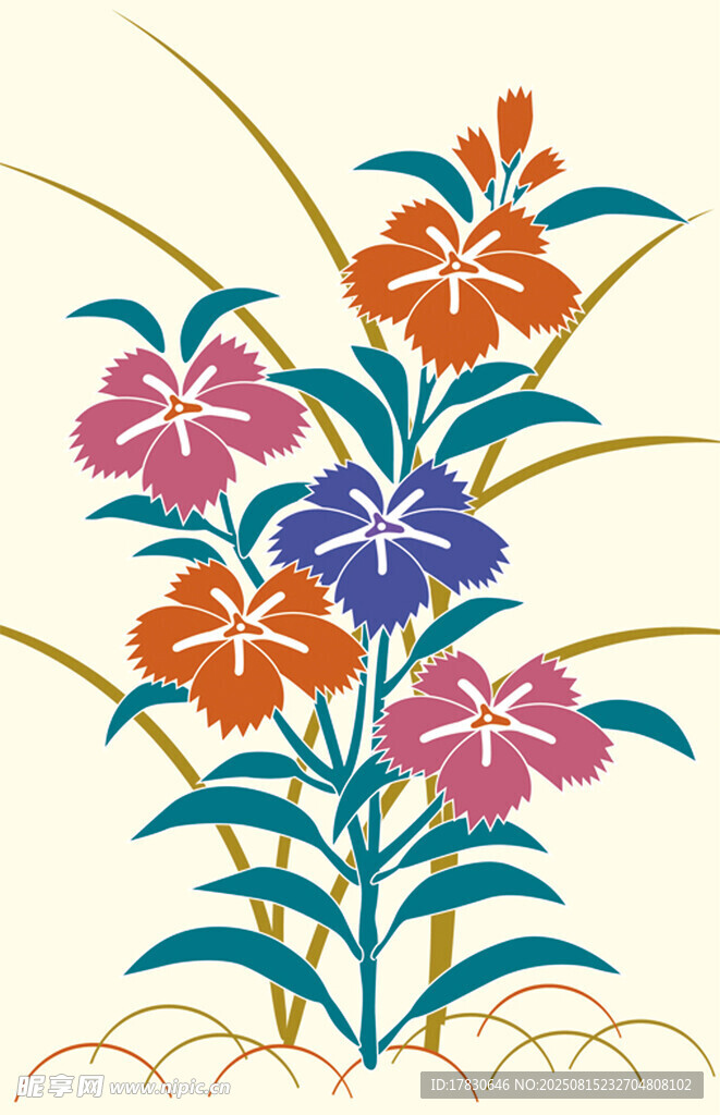 多彩花卉插画