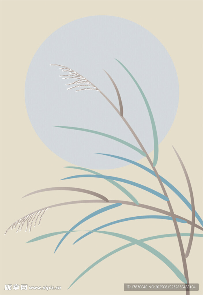 月下芦苇图