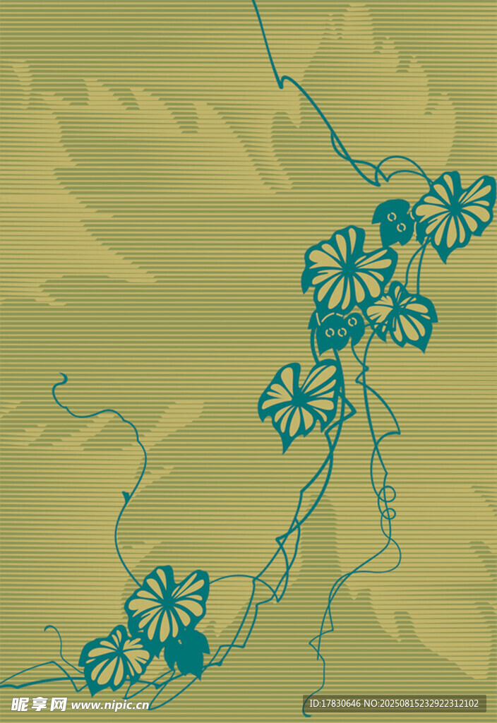 蓝藤花卉图案设计素材