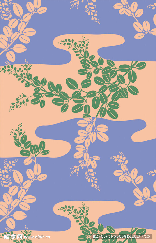 植物花卉几何图案背景图