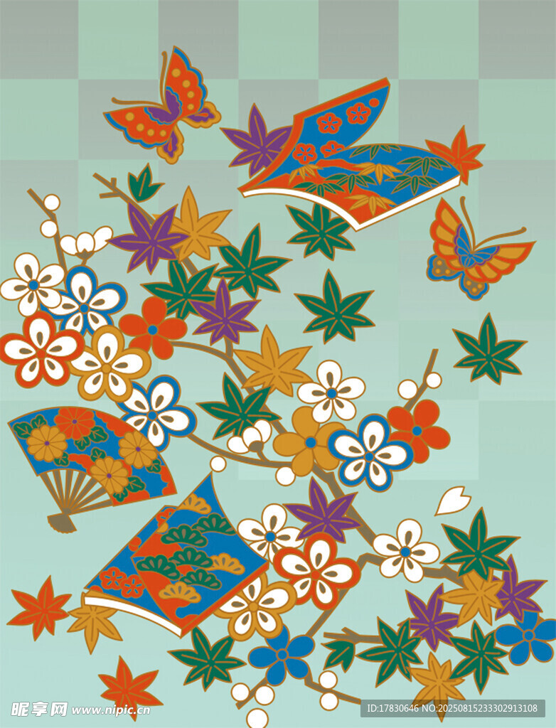多彩花鸟图案装饰画
