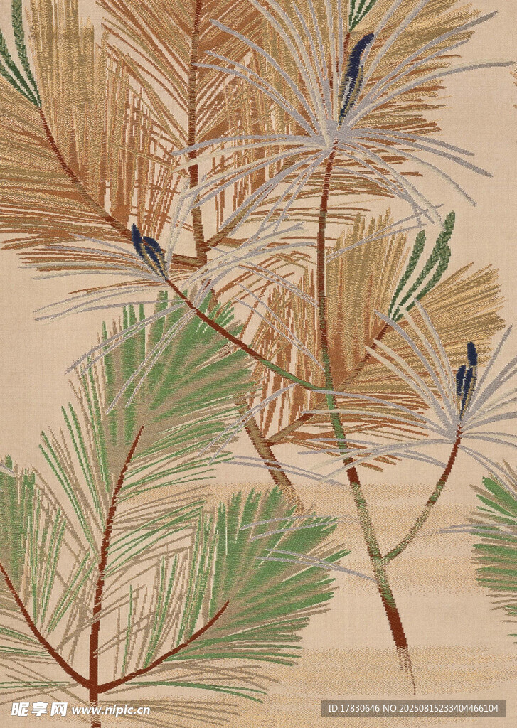 复古风松枝植物插画