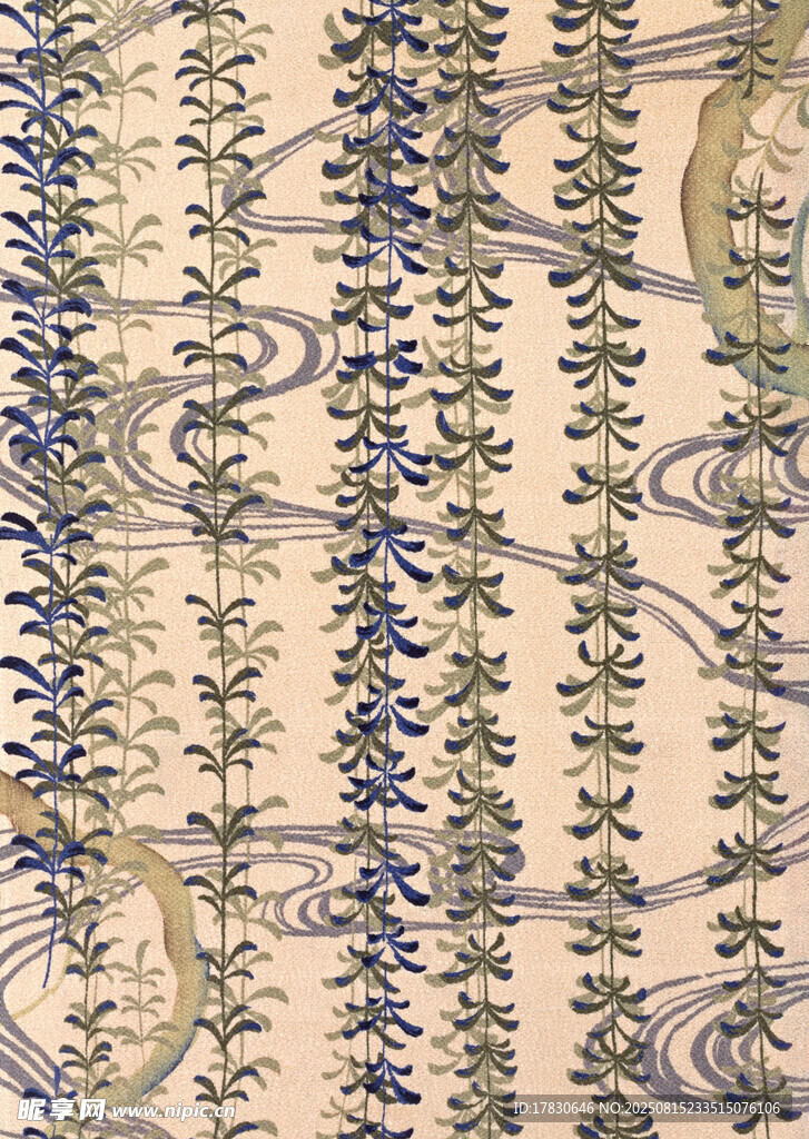 蓝紫色花卉图案布料纹理