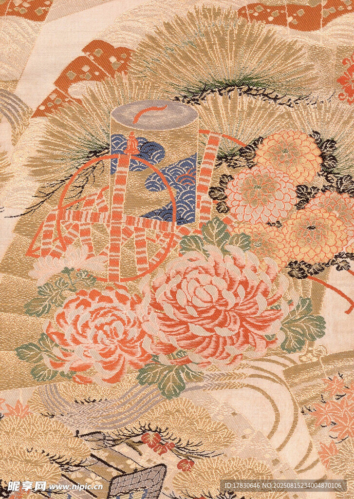 传统中式花卉图案装饰画