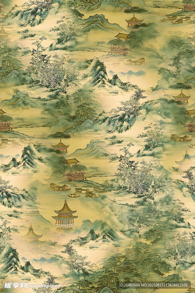 水墨山水风景图案