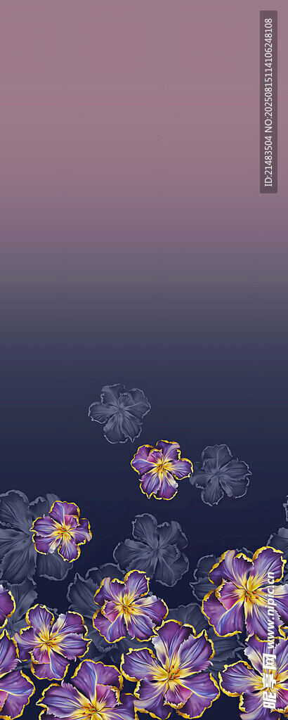 梦幻紫色花卉背景图案