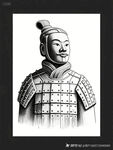 秦代兵马俑形象插画