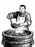 厨师大锅烹饪美食