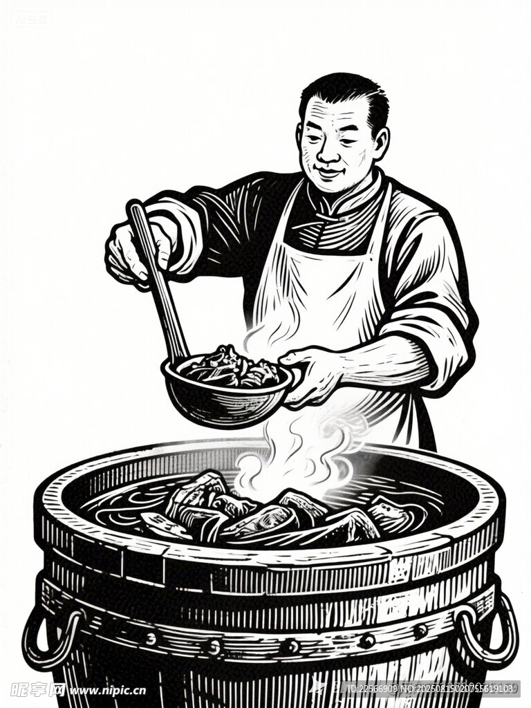 厨师大锅烹饪美食