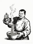 厨师专注烹饪美食瞬间