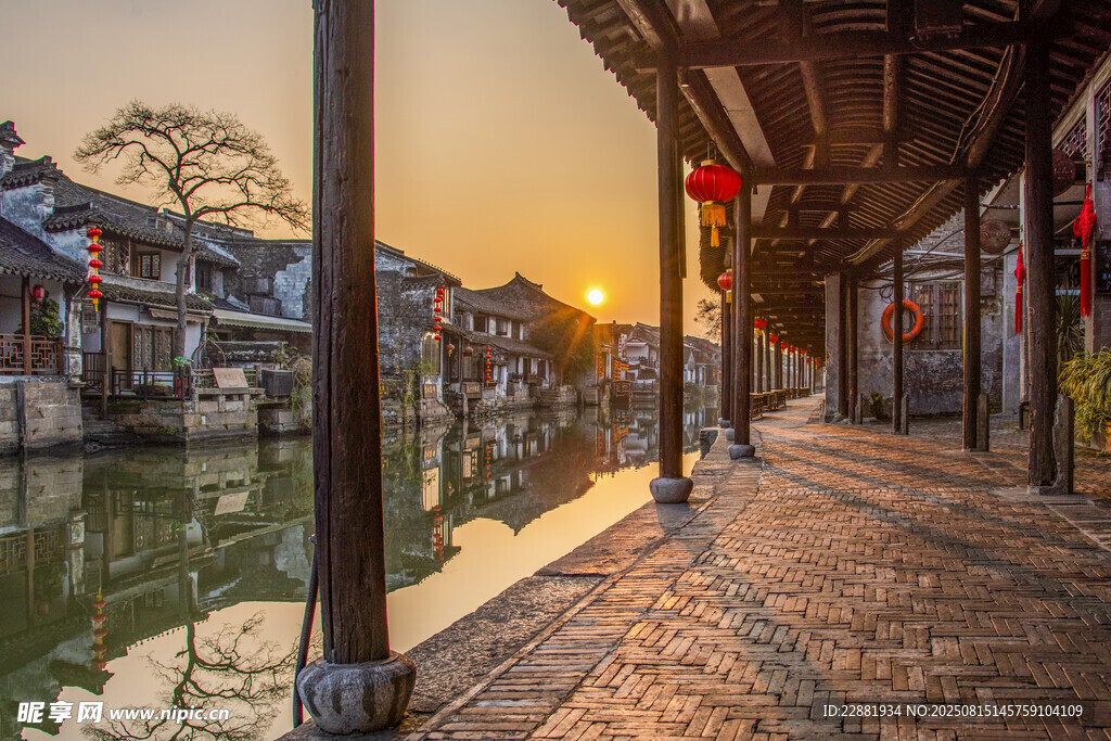 西塘落日夕阳