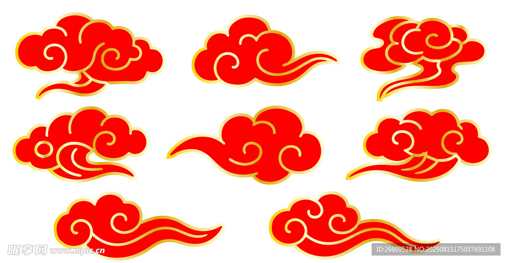 中式红色祥云
