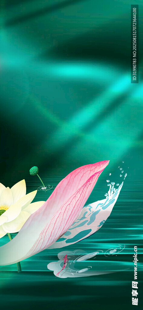 梦幻渐变花朵漂浮于水面