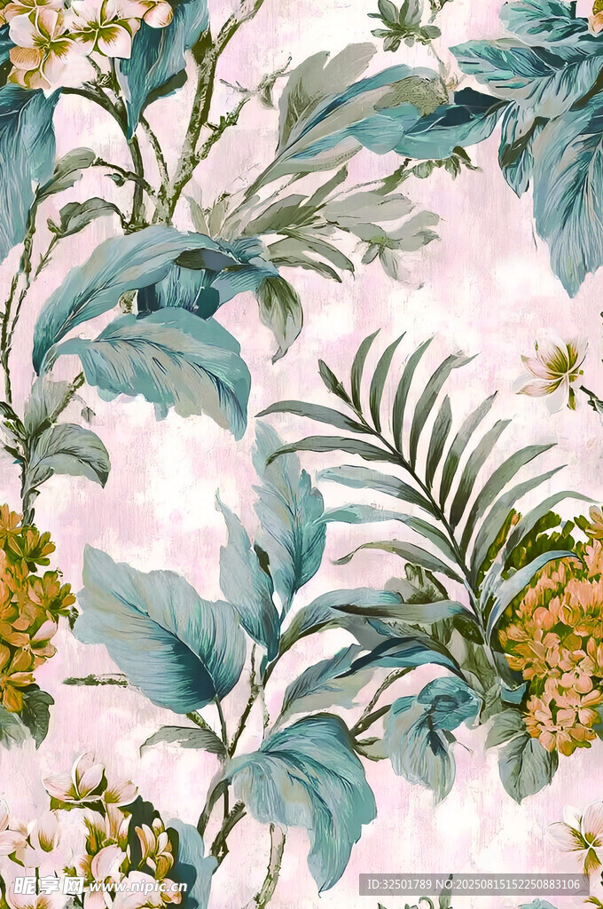 粉色背景的植物花卉图案