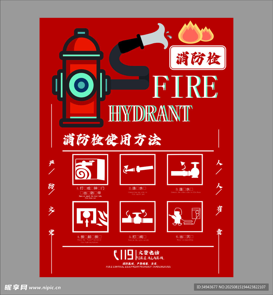 消防栓 使用指南海报