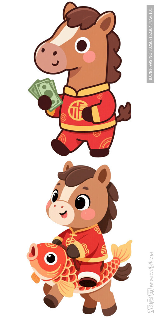 马年卡通形象贺岁图