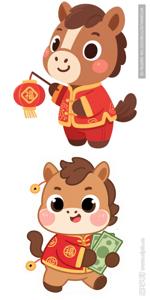 可爱小马贺岁形象