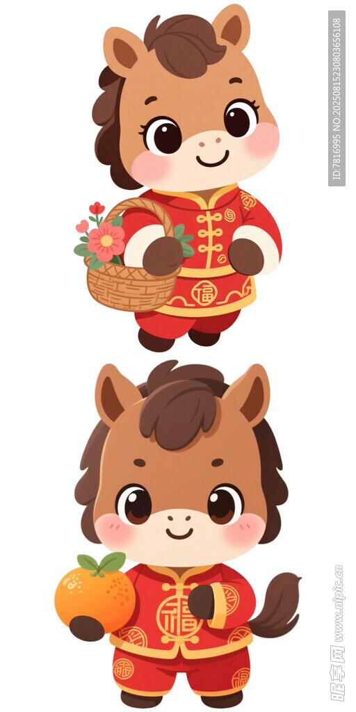 可爱小马贺岁形象