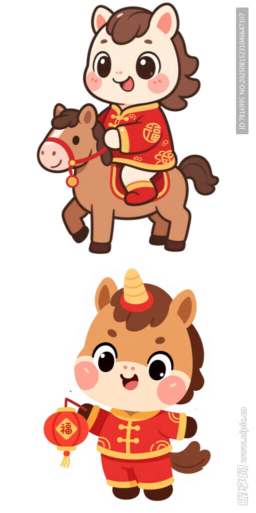 马年卡通小马贺岁形象