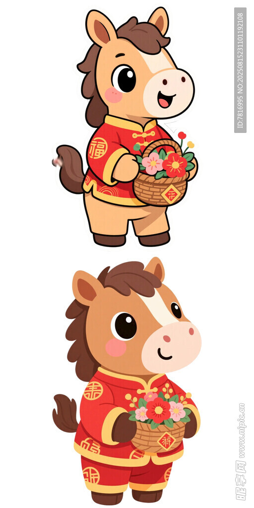 卡通小马贺岁形象