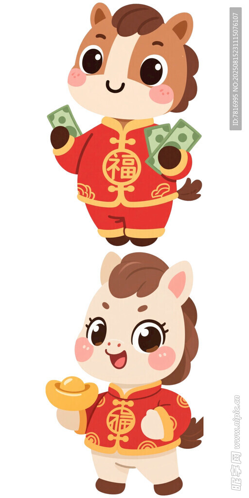 可爱小马贺岁形象