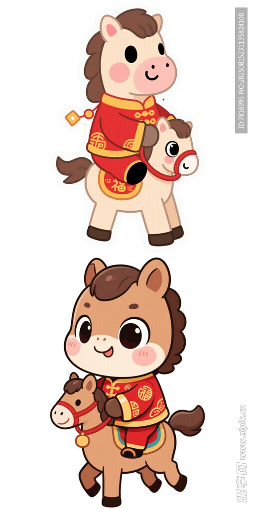 卡通小马贺岁形象