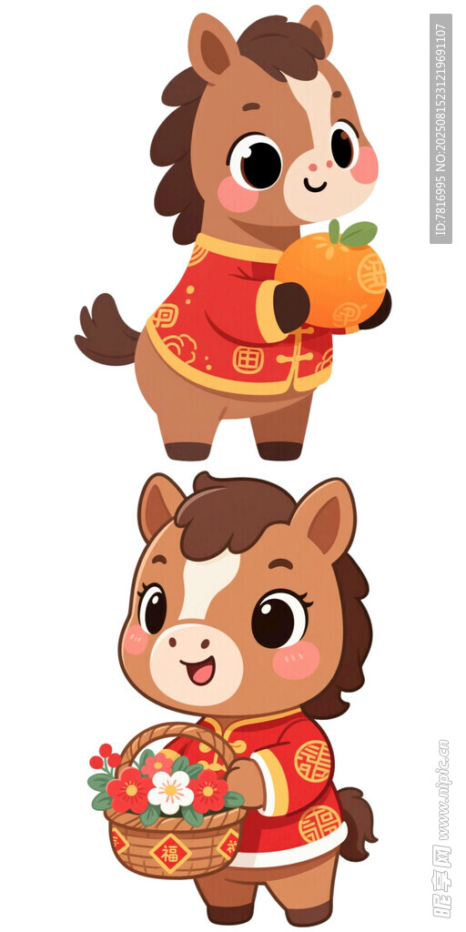 可爱小马贺岁形象