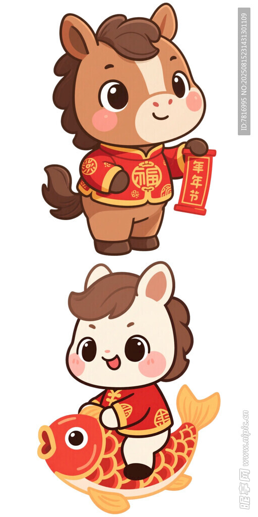 马和鼠的新春吉祥形象