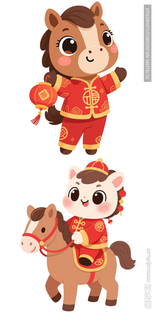 马年卡通形象吉祥服饰装扮