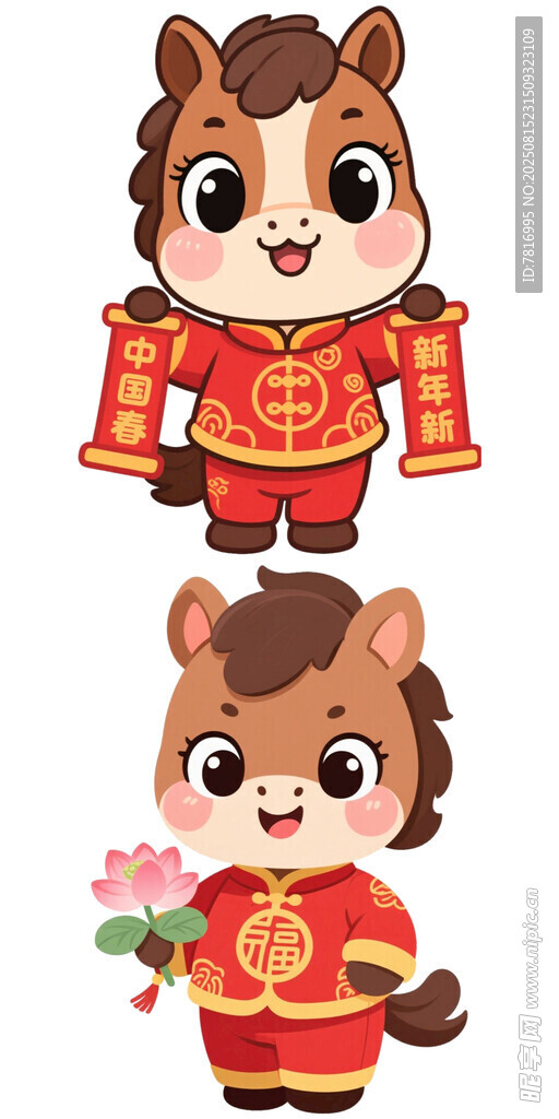马年吉祥卡通小马形象
