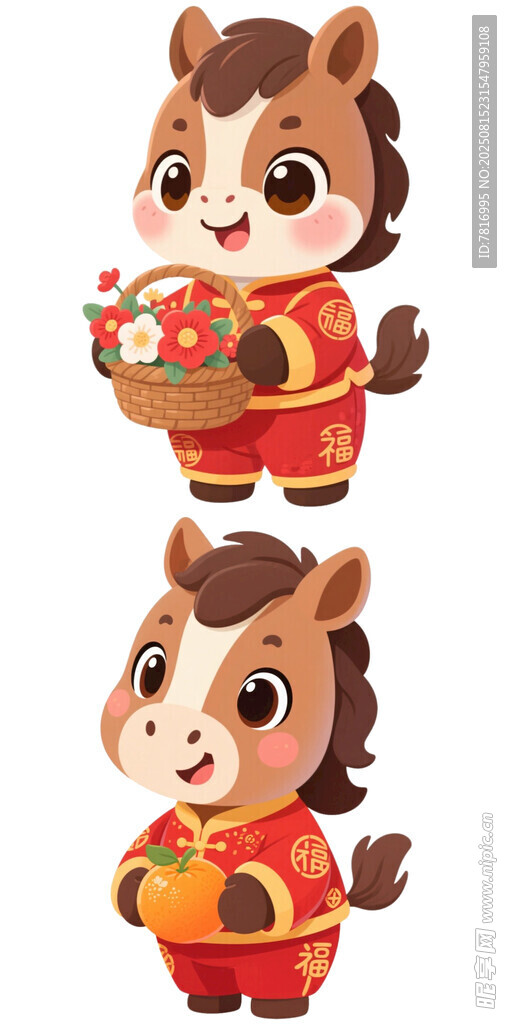 可爱小马贺岁形象
